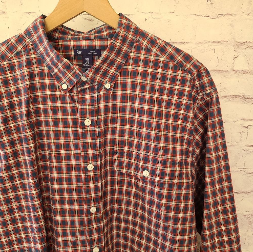 GAP Factory Slim Fit Plaid Button Down Shirt XL